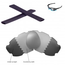 Walleva Transition Polarized Replacement Vented Lenses And Black Earsocks For Oakley Split Jacket (OO9099 Series) Sunglasses